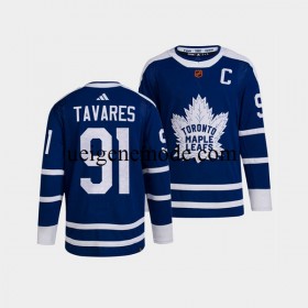 Herren Toronto Maple Leafs Eishockey Trikot John Tavares 91 Adidas 2022 Reverse Retro Blau Authentic